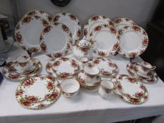 36 pieces of Royal Albert Old Country Roses first quality including teapot, milk jug, sugar bowl,