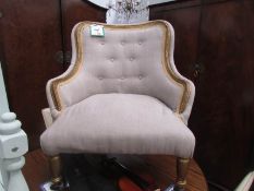 A French style chair (re-upholstered and with fire label).