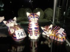 3 Royal Crown Derby cat paperweights.