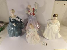 4 Royal Doulton figurines being June HN2991, Fragrance HN2334, Angela HN2389 and Amanda Hn2996.