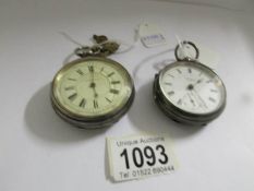 2 silver pocket watches being an English Second Centre Chronometer and The 'Express' English Lever,