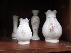 4 Donegal porcelain vases.