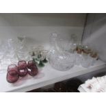 A shelf of glass ware.