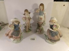 4 Lladro figures of girls with flowers including 5217.