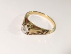An 18ct gold and diamond solitaire ring, size P.