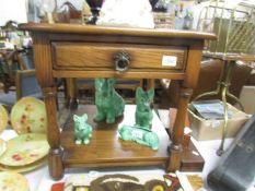 An oak side table.