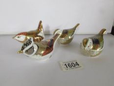 4 Royal Crown Derby small bird paperweights.
