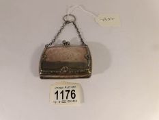 A Victorian silver purse (possibly for chatelain)