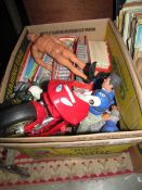 A quantity of Action Man doll, motorbike and binders of Football Magic magazines.