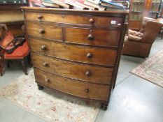 A Victorian mahogany chest of drawers comprising one long shallow drawer,