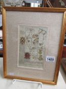 A double sided framed and glazed map, Market Rasen/Grimsby and Bridgford/Shelford, Lincolnshire.