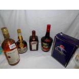 5 bottles of spirits and liquors - Cointreau, Grand Marnier, Tia Maria, Bacardi etc.