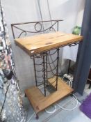 A wood and metal wine rack,