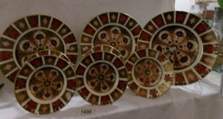 3 large Royal Crown Derby plates and 5 Royal Crown Derby side plates,.