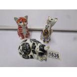 3 Royal Crown Derby cat paperweights.