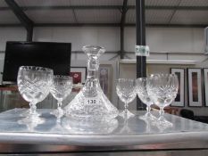 A fine quality ships decanter and 6 glasses.