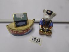 2 Royal Crown Derby paperweights, Noah's Ark and Teddy bear.
