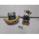 2 Royal Crown Derby paperweights, Noah's Ark and Teddy bear.