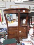 A mahogany D shaped 3 legged hall table,