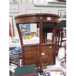 A mahogany D shaped 3 legged hall table,