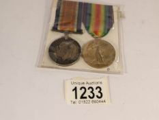 A WW1 war and victory medals for Pte M Booth, Yorks/Lancs.