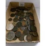 A mixed lot of coins including George III cartwheel pennies, Victorian penny etc.