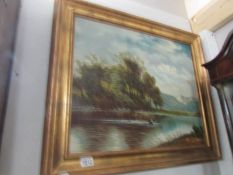 An oil on board country scene signed Barker, '13..