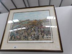 A framed and glazed print 'The Fairground' by Tim Dodson.