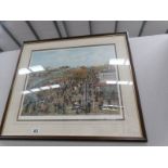 A framed and glazed print 'The Fairground' by Tim Dodson.