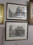 A pair of pen and ink drawings.