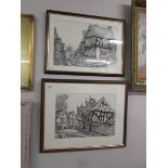 A pair of pen and ink drawings.