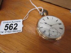 A 19th century pocket watch in gold case, hall marked Chester 1878.