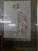 A pastel picture of a standing nude, initialed D.A.S '95.