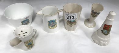 6 items of crested china,.