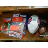 2 signed small Gilbert rugby balls.