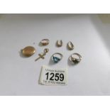 A mixed lot of 9ct gold etc.