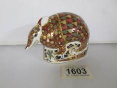 A Royal Crown Derby paperweight, Armadillo.