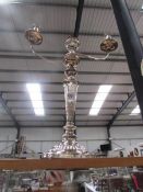 A 2 branch silver plated candelabra.