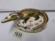 A Royal Crown Derby paperweight, Crocodile,.