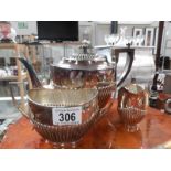 A 3 piece silver plated tea service.