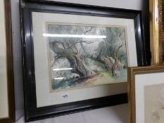 A Gladys Rees Teesdale (1898-1985) watercolour of woodland scene signed G Rees Teesdale.