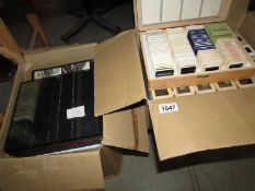 3 large boxes and a small wooden case containing many hundreds of 35mm colour slides of UK railways