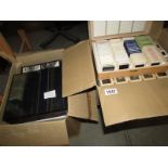 3 large boxes and a small wooden case containing many hundreds of 35mm colour slides of UK railways