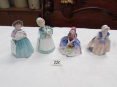 4 small Royal Doulton figurines, Stayed at Home, Bunny, Monica and Dinky Do.