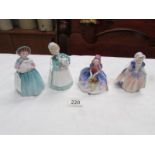 4 small Royal Doulton figurines, Stayed at Home, Bunny, Monica and Dinky Do.