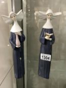 2 Lladro figures of nuns, 5500 and 5550.