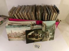 A large collection of old postcards.
