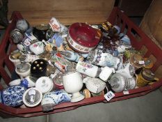 A quantity of assorted ceramic lighters including Delft, Jasper ware etc.