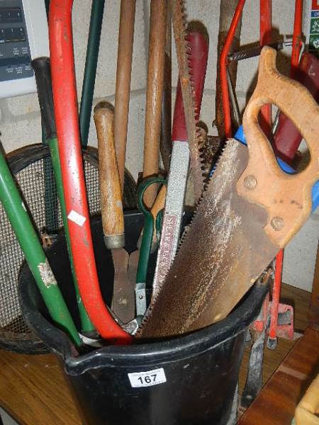 A quantity of garden tools.