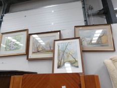 4 framed and glazed rural scenes.